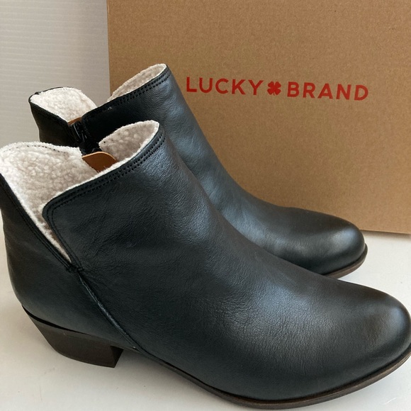 Short boots black leather ankle booties Lucky Brand boots black